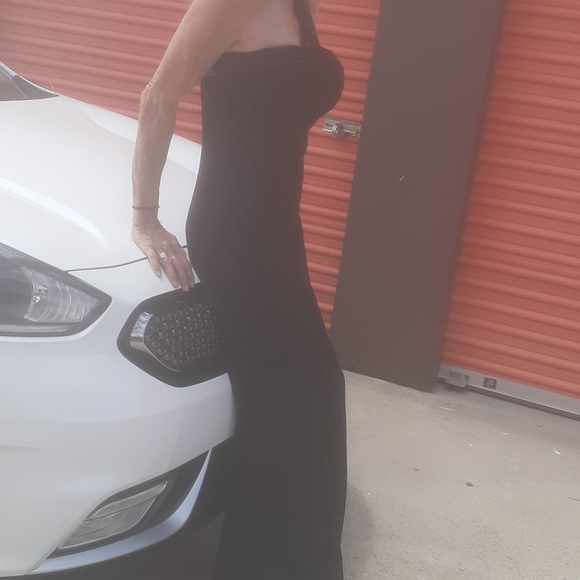 80s black beaded Chocker Collar Halter Maxi long Dress 6 S Gown Cocktail party - Picture 4 of 8